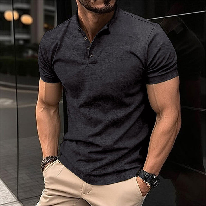 Ethan | Men's Mandarin Collar Short Sleeve Polo Shirt