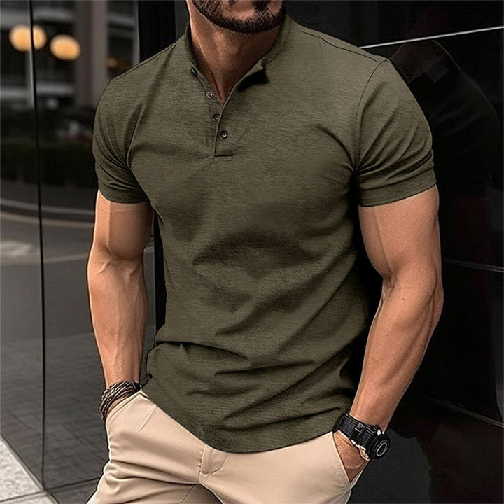 Ethan | Men's Mandarin Collar Short Sleeve Polo Shirt