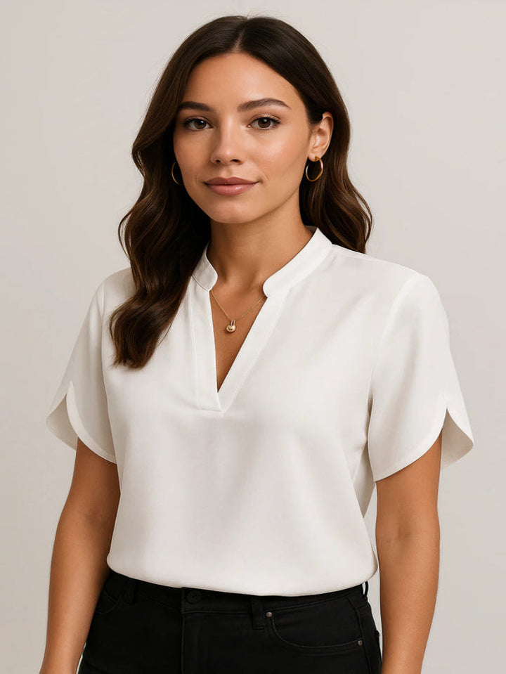 Elara | Women's V-Neck Flutter Sleeve Blouse