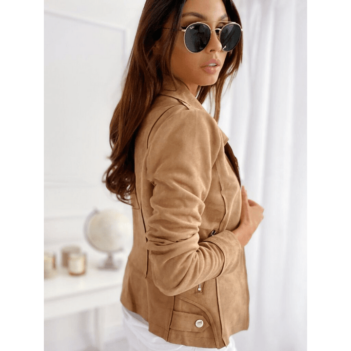 Rhea | Women's Tailored Suede Biker Jacket