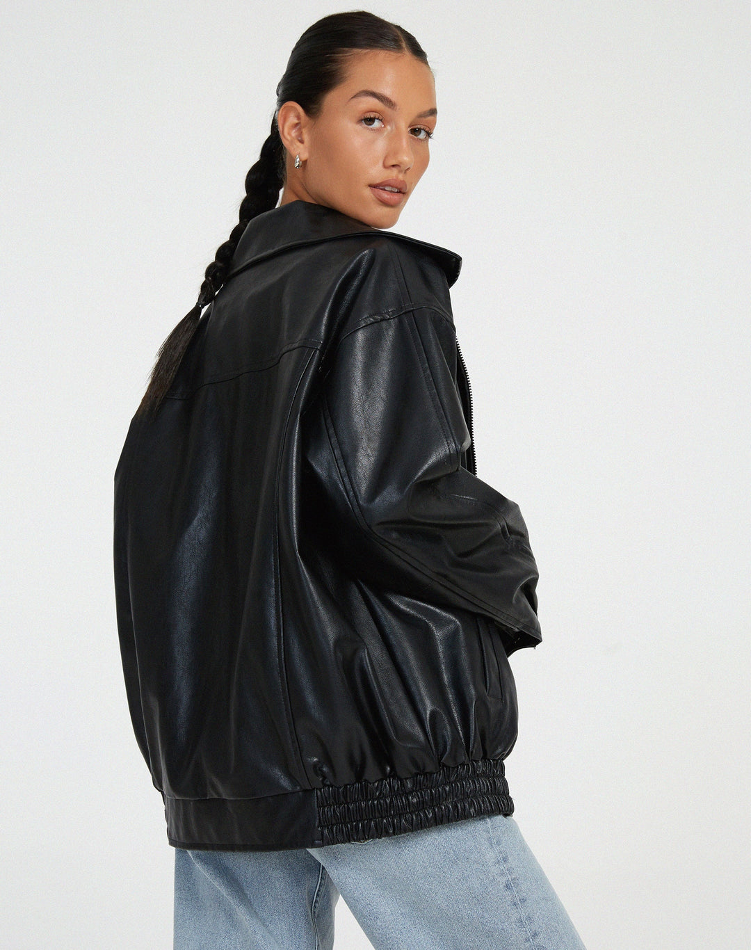 Vera | Women's Oversized Faux Leather Bomber Jacket