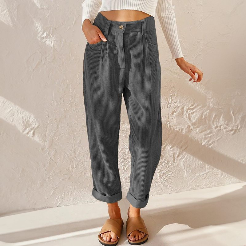Clara | Women's High Waist Corduroy Straight Pants