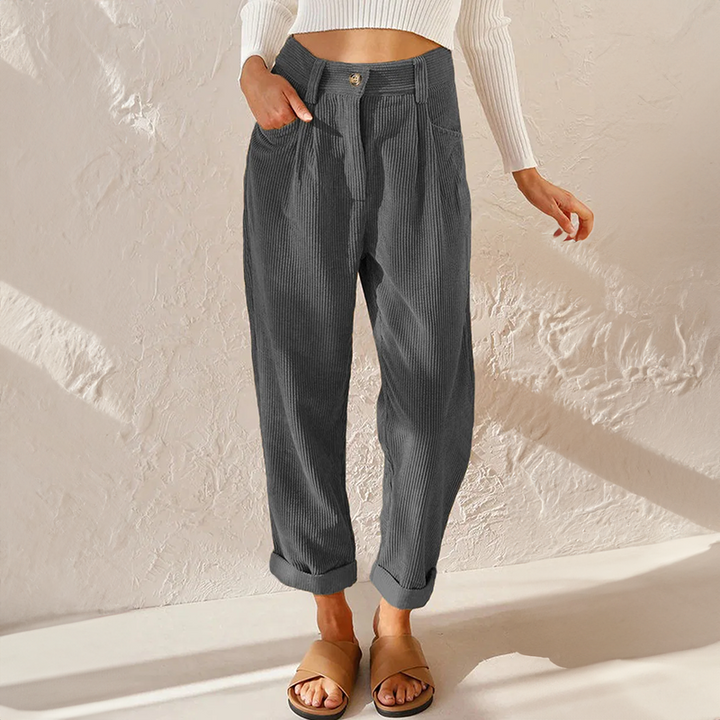 Clara | Women's High Waist Corduroy Straight Pants