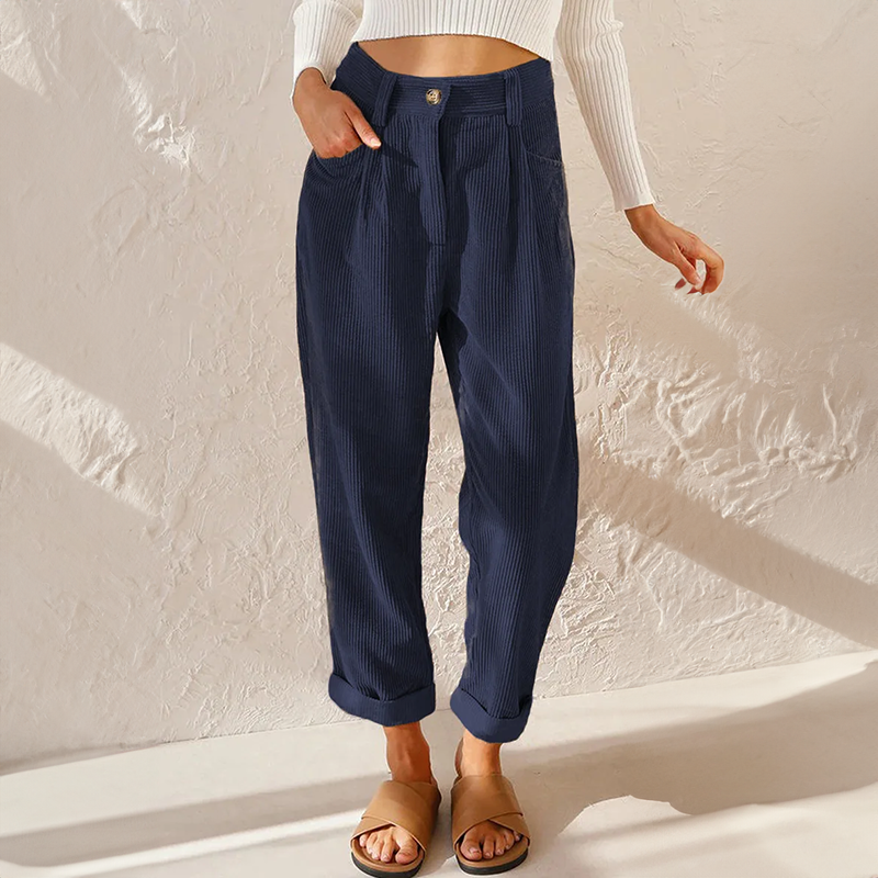 Clara | Women's High Waist Corduroy Straight Pants