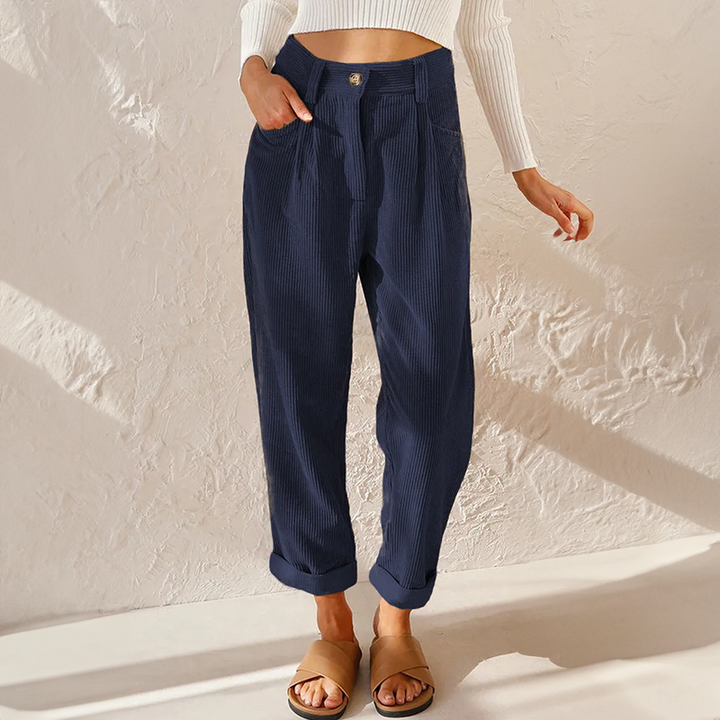 Clara | Women's High Waist Corduroy Straight Pants