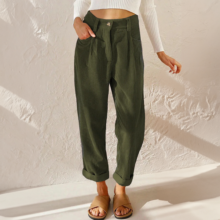 Clara | Women's High Waist Corduroy Straight Pants