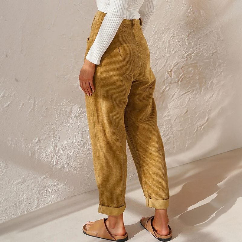 Clara | Women's High Waist Corduroy Straight Pants