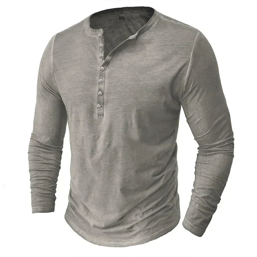 Ethan | Men's Slim-Fit Long Sleeve Henley Shirt