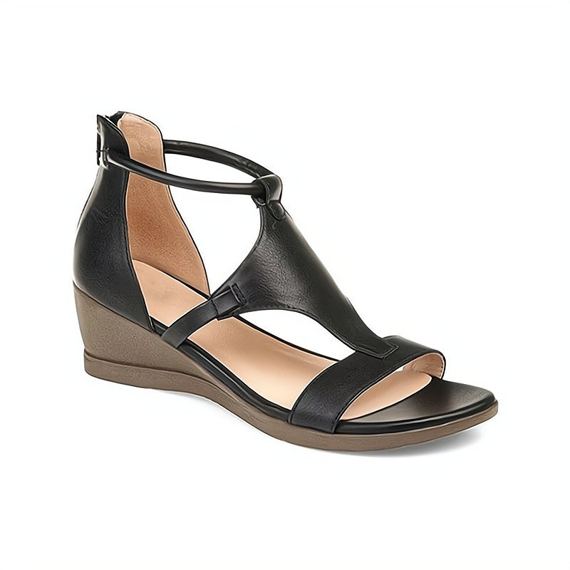 Nora | Women's Elegant T-Strap Wedge Heel Sandals
