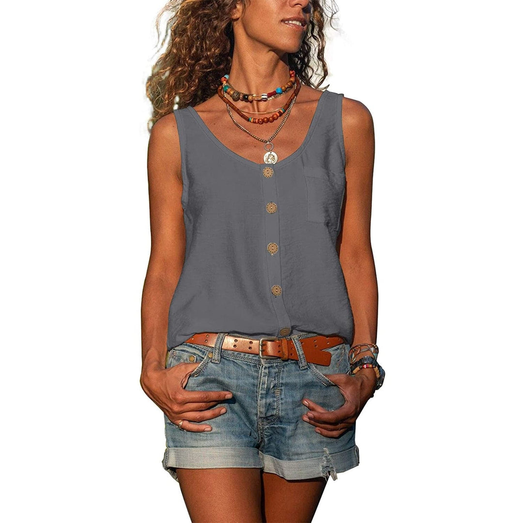 Lila | Women's Sleeveless Button Front Casual Tank