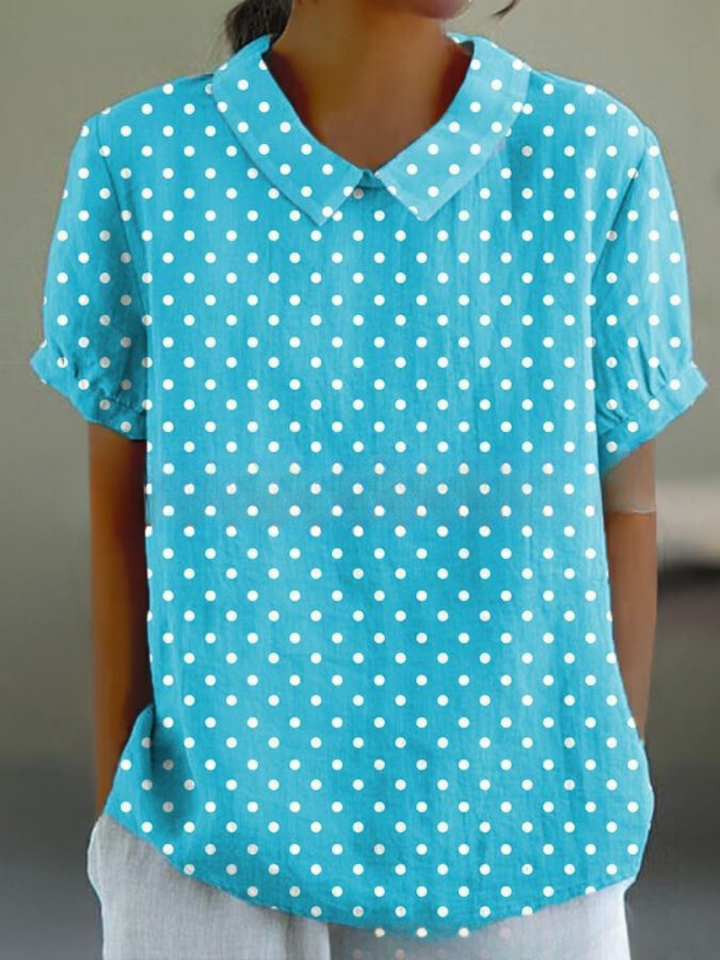 Ivy | Women's Retro Floral Linen Collared Blouse