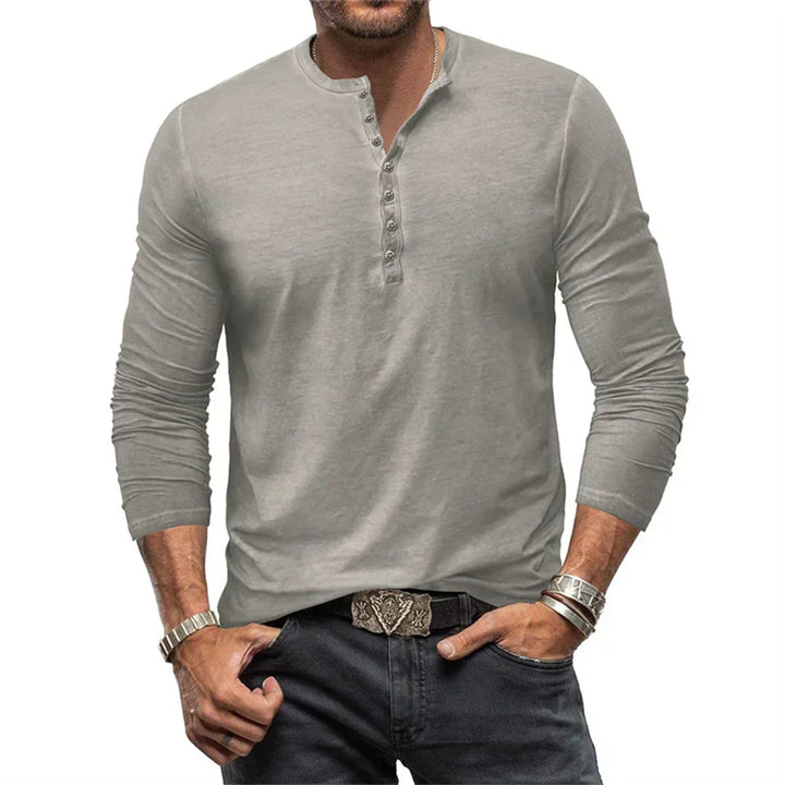 Ethan | Men's Slim-Fit Long Sleeve Henley Shirt
