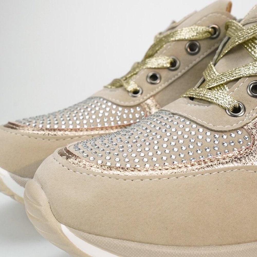 Zara | Women's Glitter Platform Lace-Up Sneakers