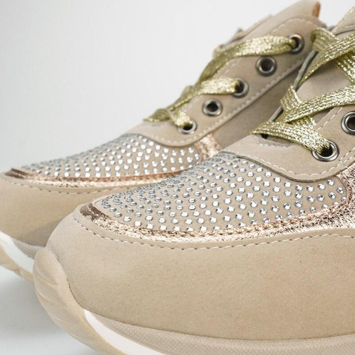 Zara | Women's Glitter Platform Lace-Up Sneakers