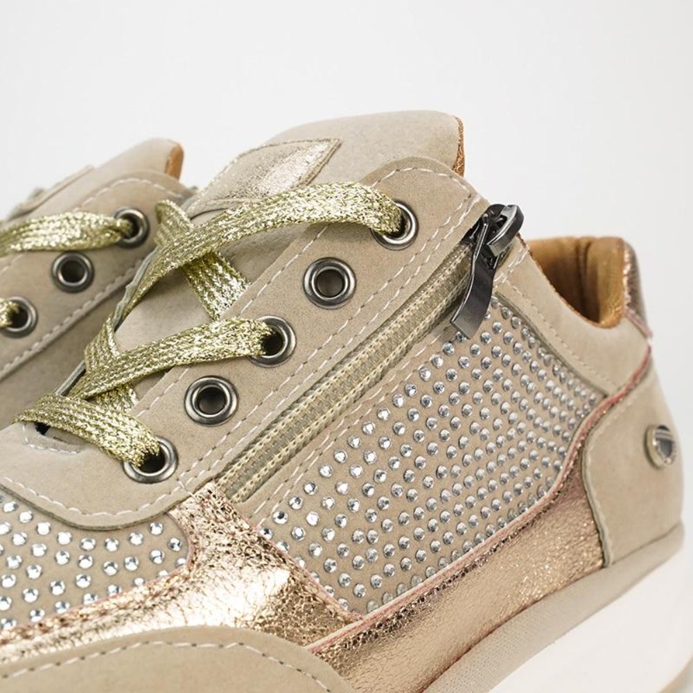 Zara | Women's Glitter Platform Lace-Up Sneakers