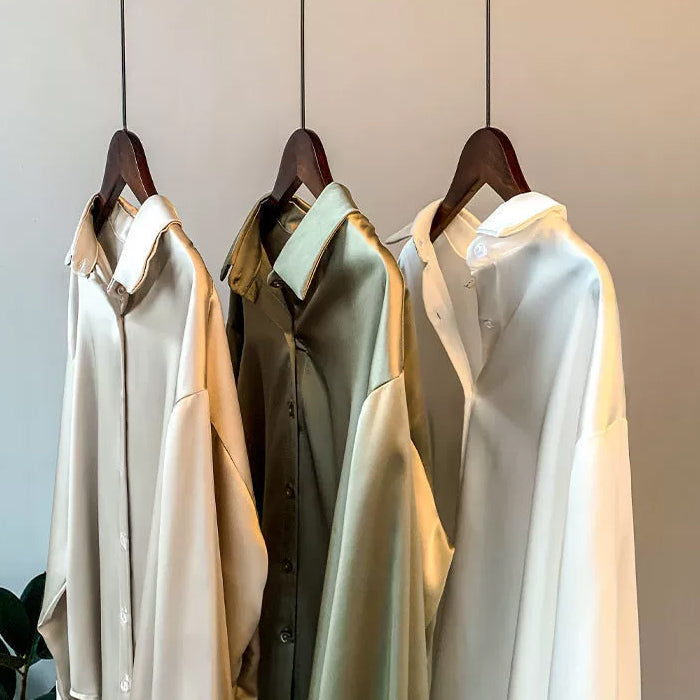Amara | Women's Long-Sleeve Button-Up Satin Blouse
