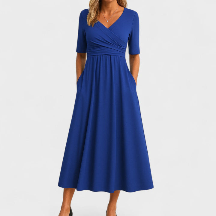 Luna | Women's Elegant Wrap-Style V-Neck Midi Dress