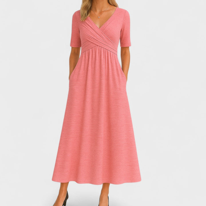 Luna | Women's Elegant Wrap-Style V-Neck Midi Dress