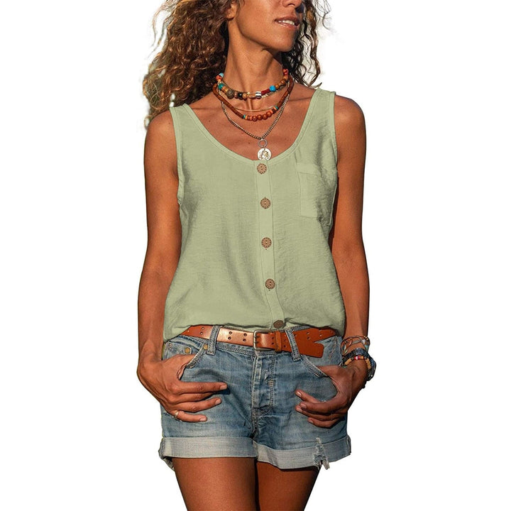 Lila | Women's Sleeveless Button Front Casual Tank