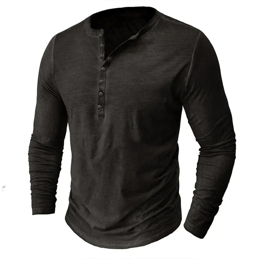 Ethan | Men's Slim-Fit Long Sleeve Henley Shirt
