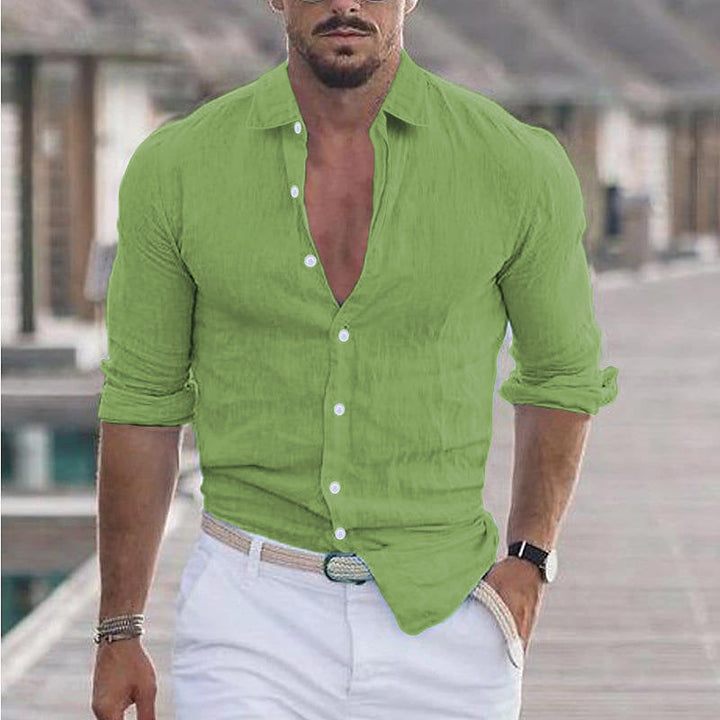 Theo | Men's Lightweight Linen Button Front Shirt