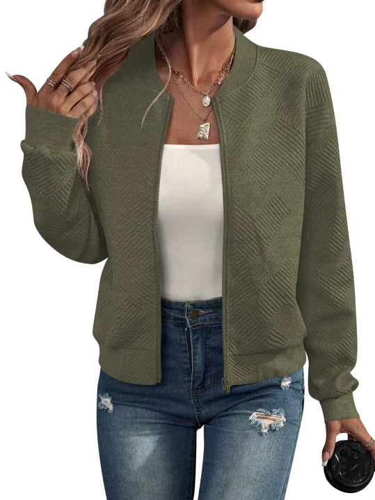 Aria | Women's Textured Knit Zip Front Jacket