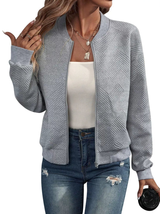 Aria | Women's Textured Knit Zip Front Jacket