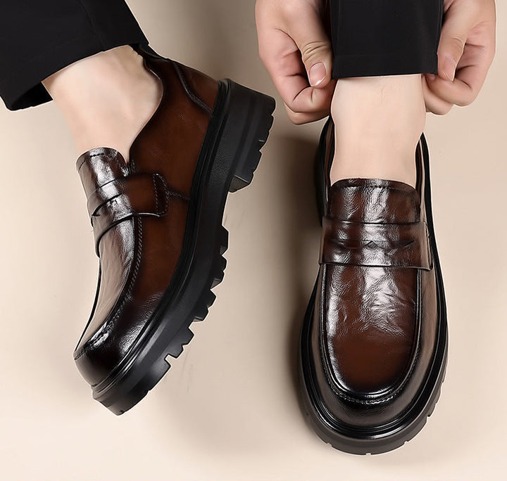 Gavin | Men's Thick Sole Leather Penny Loafers
