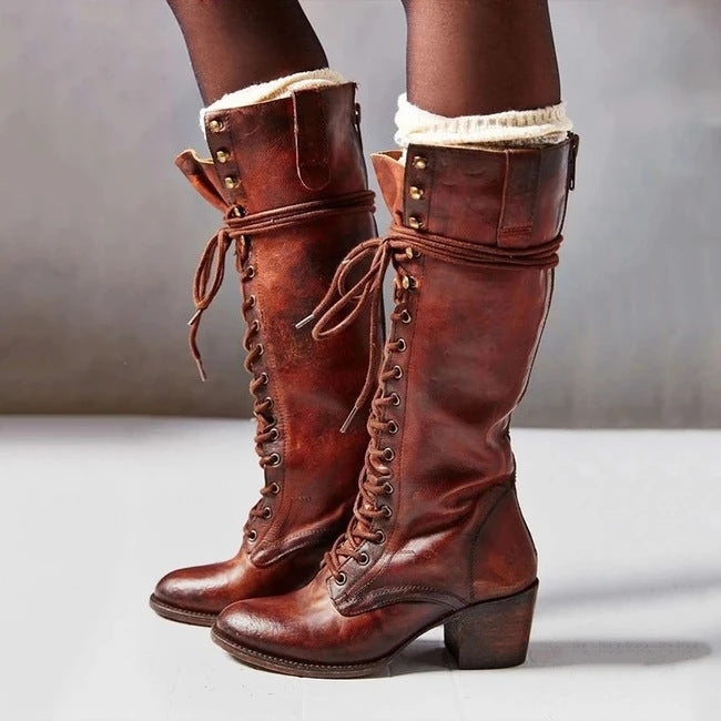 Autumn | Women's Lace-Up Knee High Riding Boots