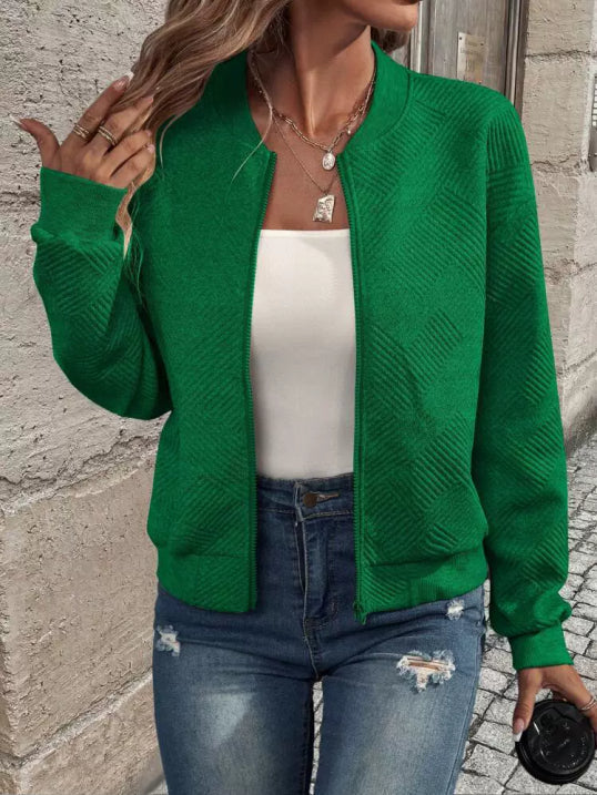Aria | Women's Textured Knit Zip Front Jacket