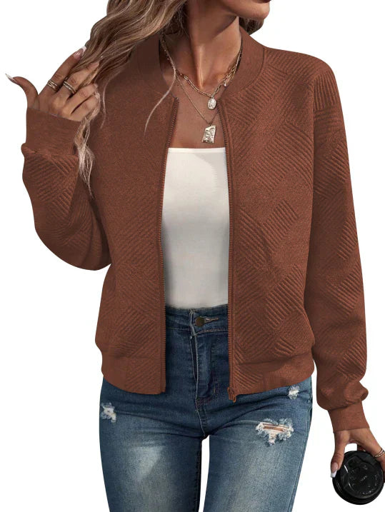 Aria | Women's Textured Knit Zip Front Jacket