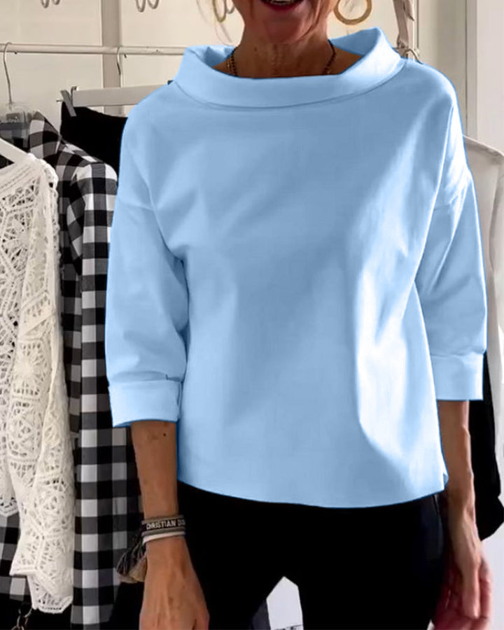 Celine | Women's Draped Cowl Neck Long Sleeve Top