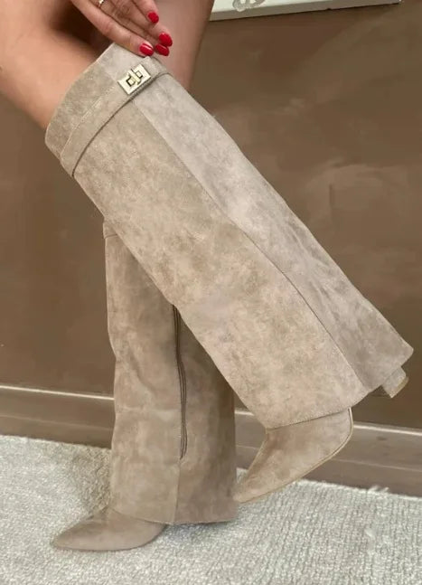 Zara | Women's Modern Knee-High Block Heel Boots