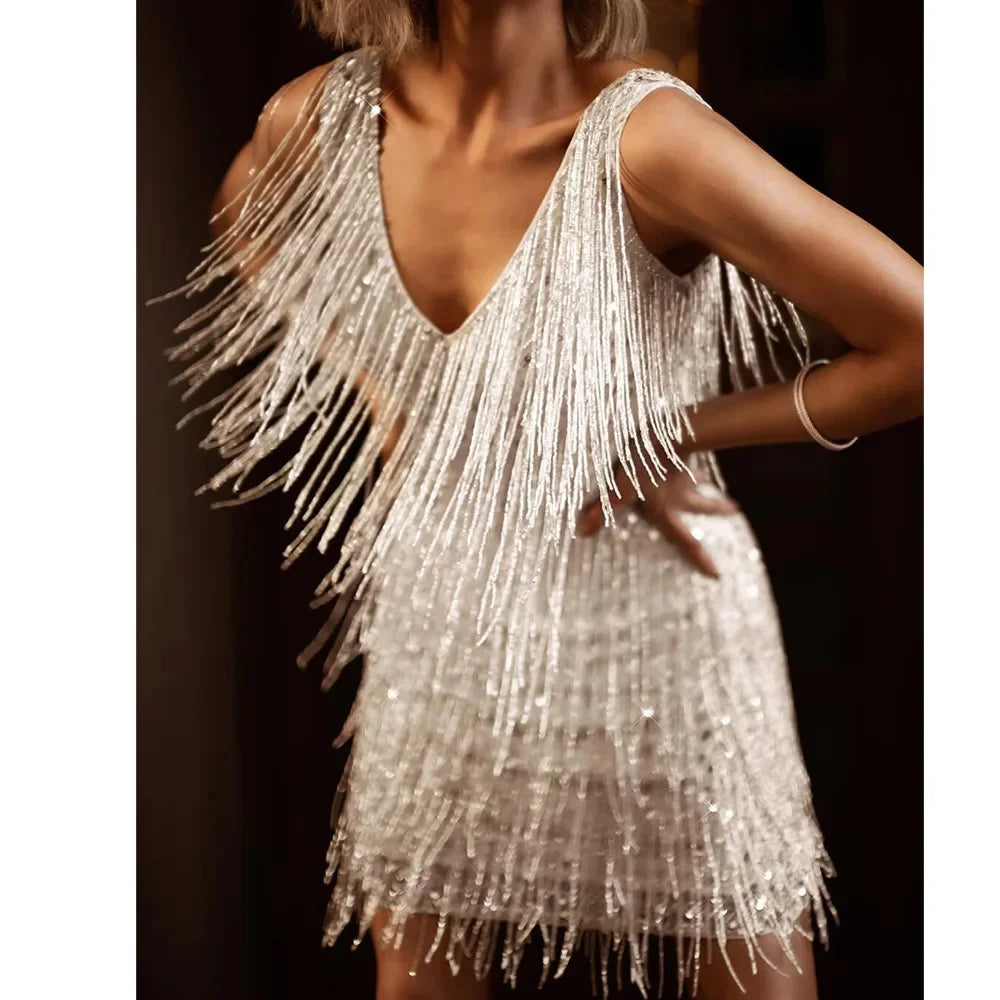 Zara | Women's Sequin Fringe Party Mini Dress