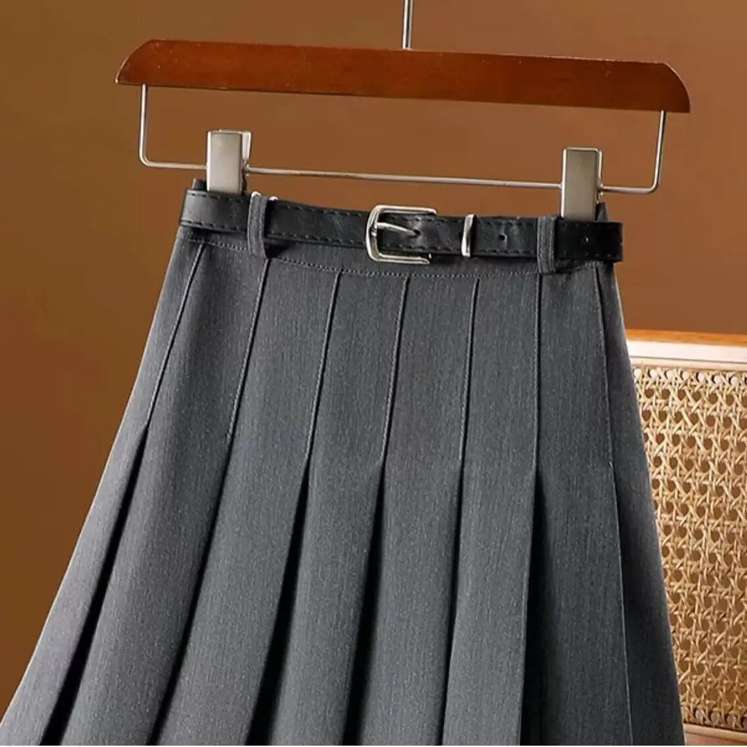 Luna | Women's Pleated High-Waist A-Line Midi Skirt