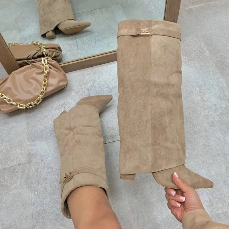 Zara | Women's Modern Knee-High Block Heel Boots