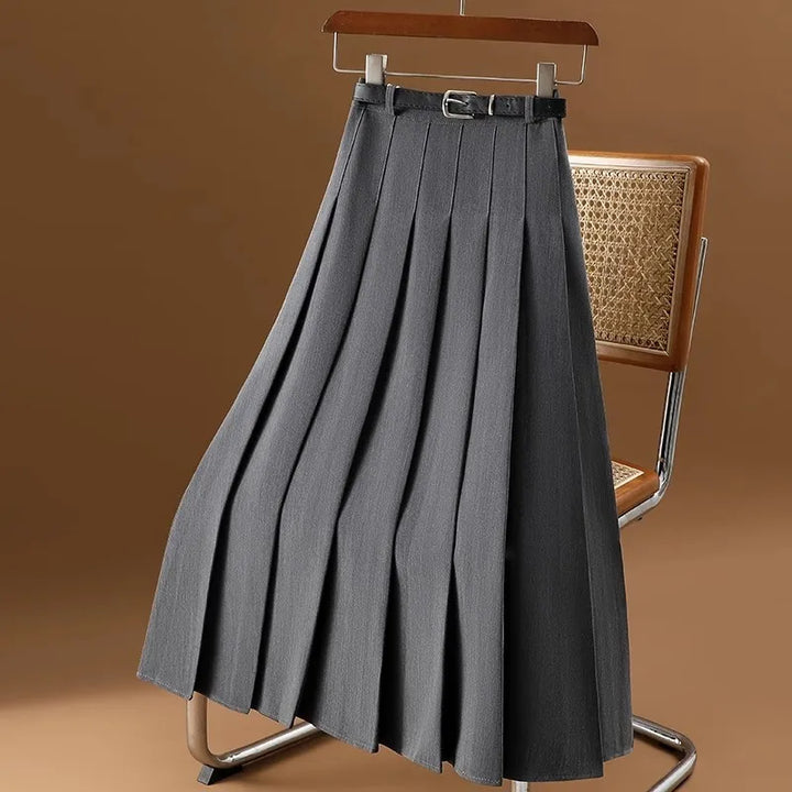 Luna | Women's Pleated High-Waist A-Line Midi Skirt