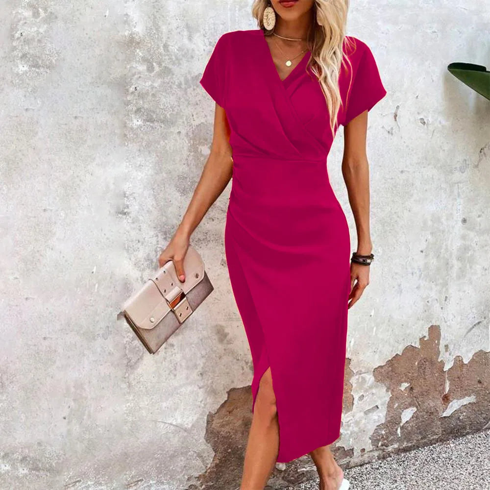 Zara | Women's Elegant V-Neck Wrap Summer Dress