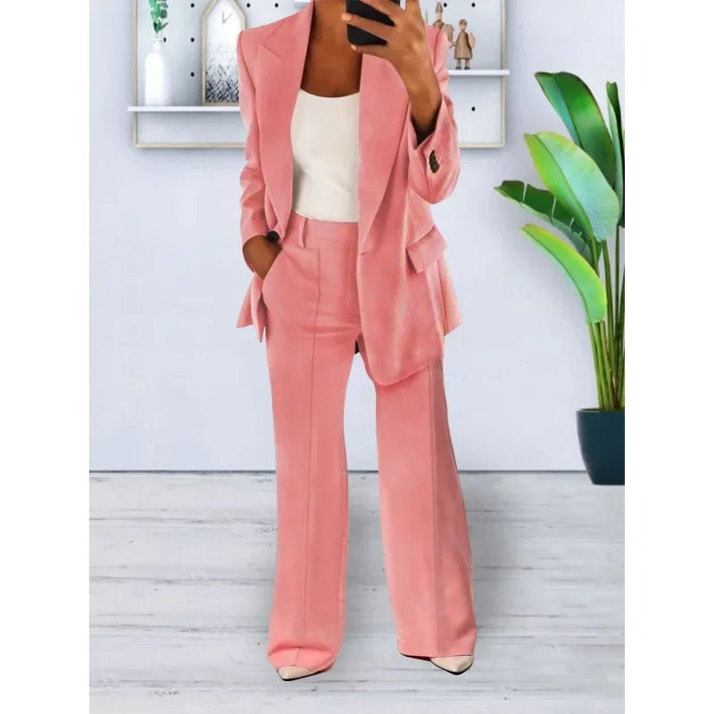 Bianca | Women's Structured Blazer And Wide Leg Trouser Set