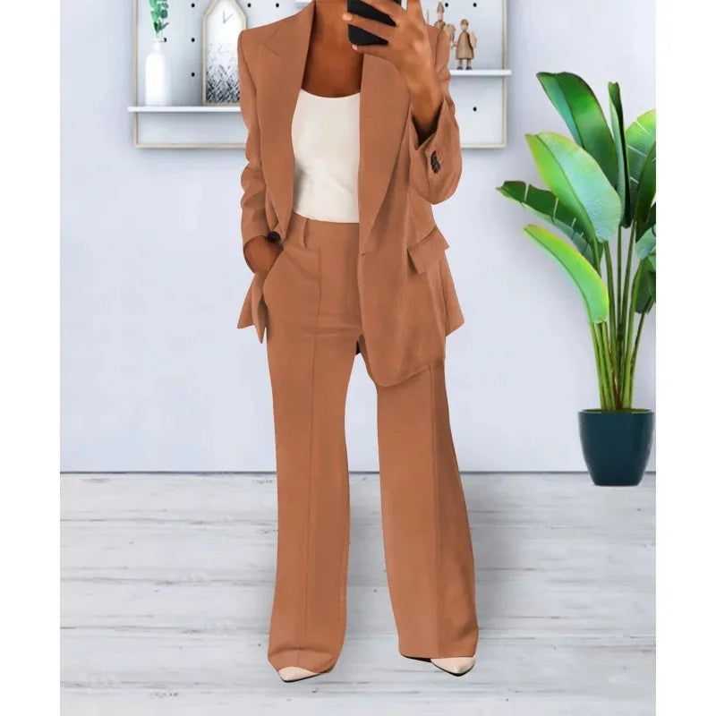Bianca | Women's Structured Blazer And Wide Leg Trouser Set