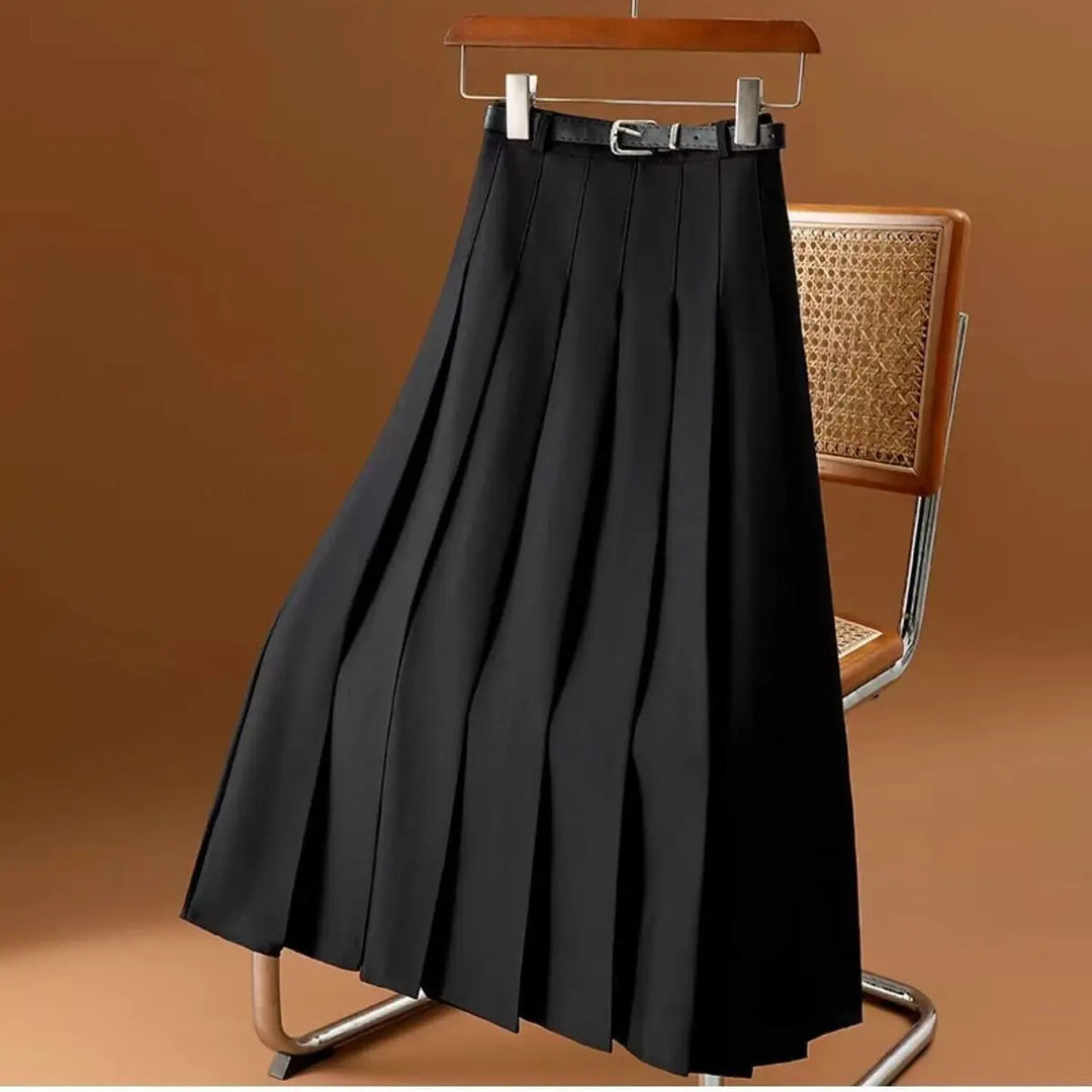 Luna | Women's Pleated High-Waist A-Line Midi Skirt