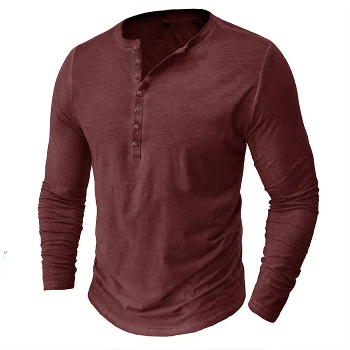 Ethan | Men's Slim-Fit Long Sleeve Henley Shirt