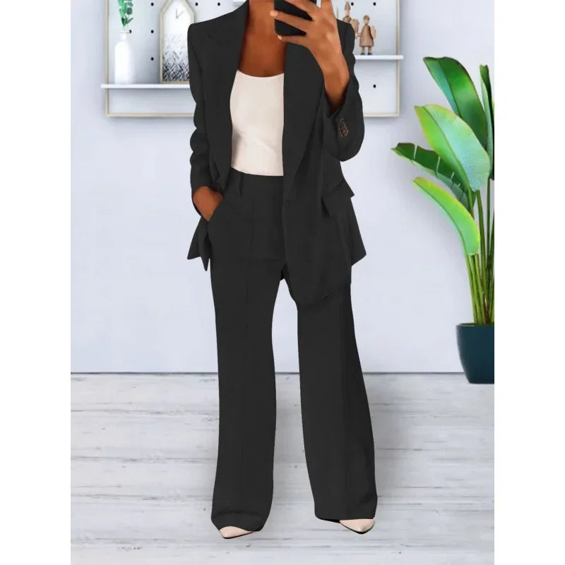 Bianca | Women's Structured Blazer And Wide Leg Trouser Set