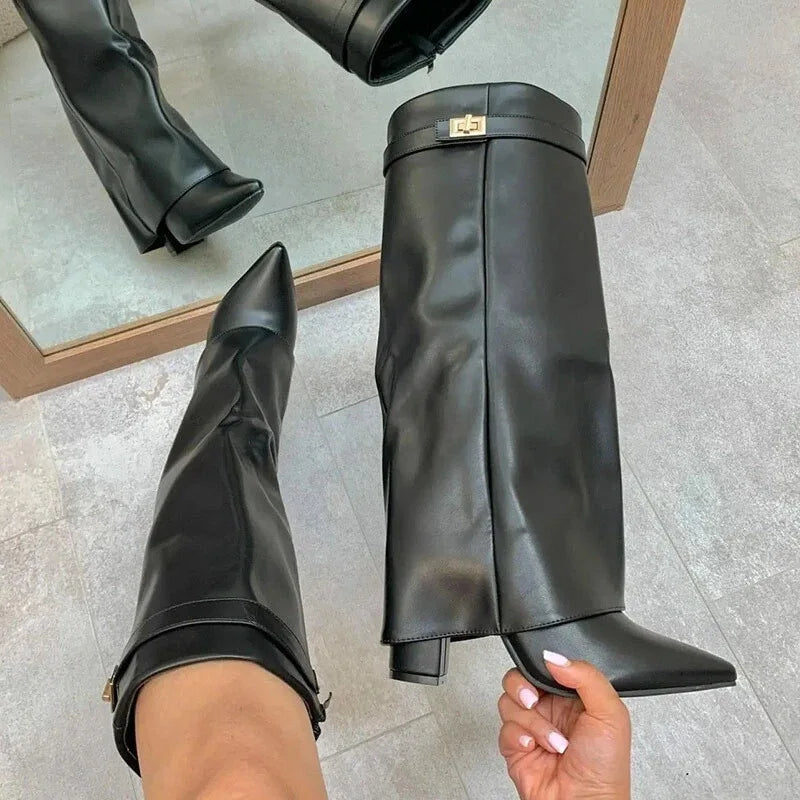 Zara | Women's Modern Knee-High Block Heel Boots