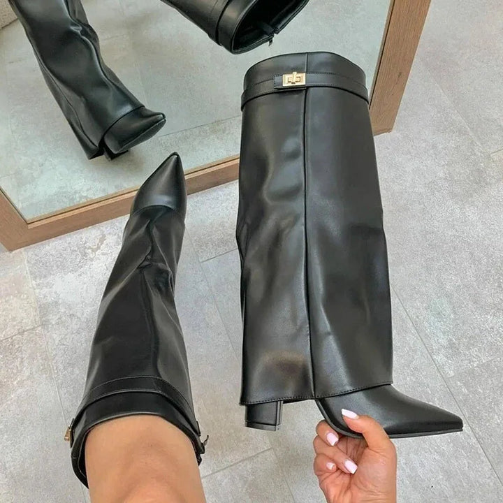 Zara | Women's Modern Knee-High Block Heel Boots