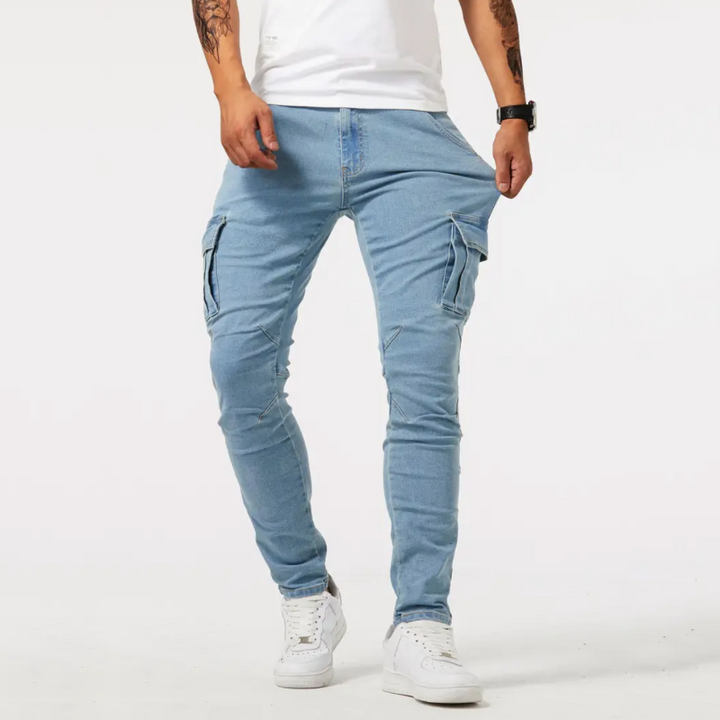 Owen | Men's Slim Fit Stretch Cargo Denim Jeans