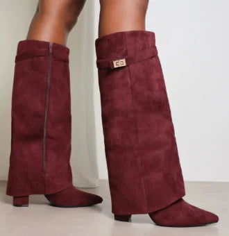 Zara | Women's Modern Knee-High Block Heel Boots