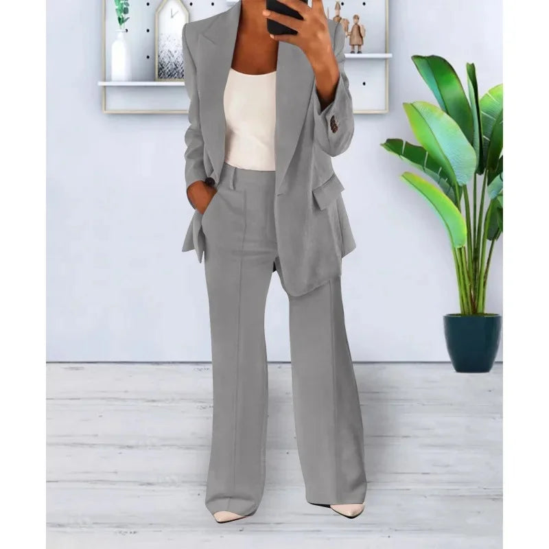 Bianca | Women's Structured Blazer And Wide Leg Trouser Set