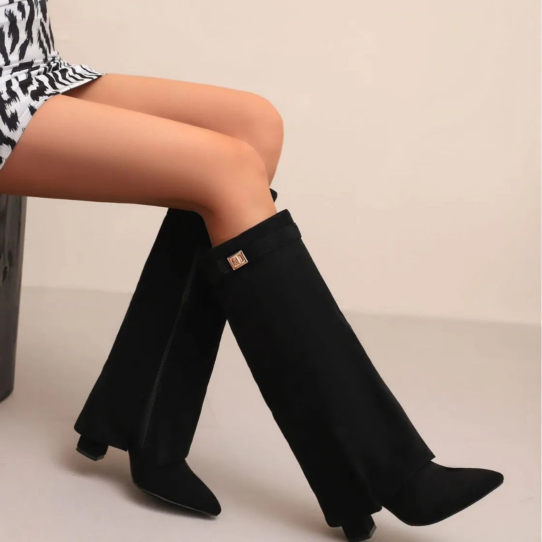 Zara | Women's Modern Knee-High Block Heel Boots