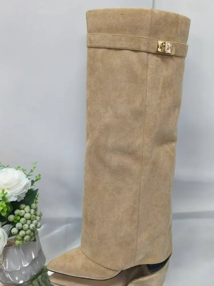 Zara | Women's Modern Knee-High Block Heel Boots